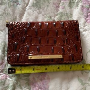 Brahmin Crocodile-embossed Brown Leather Wallet